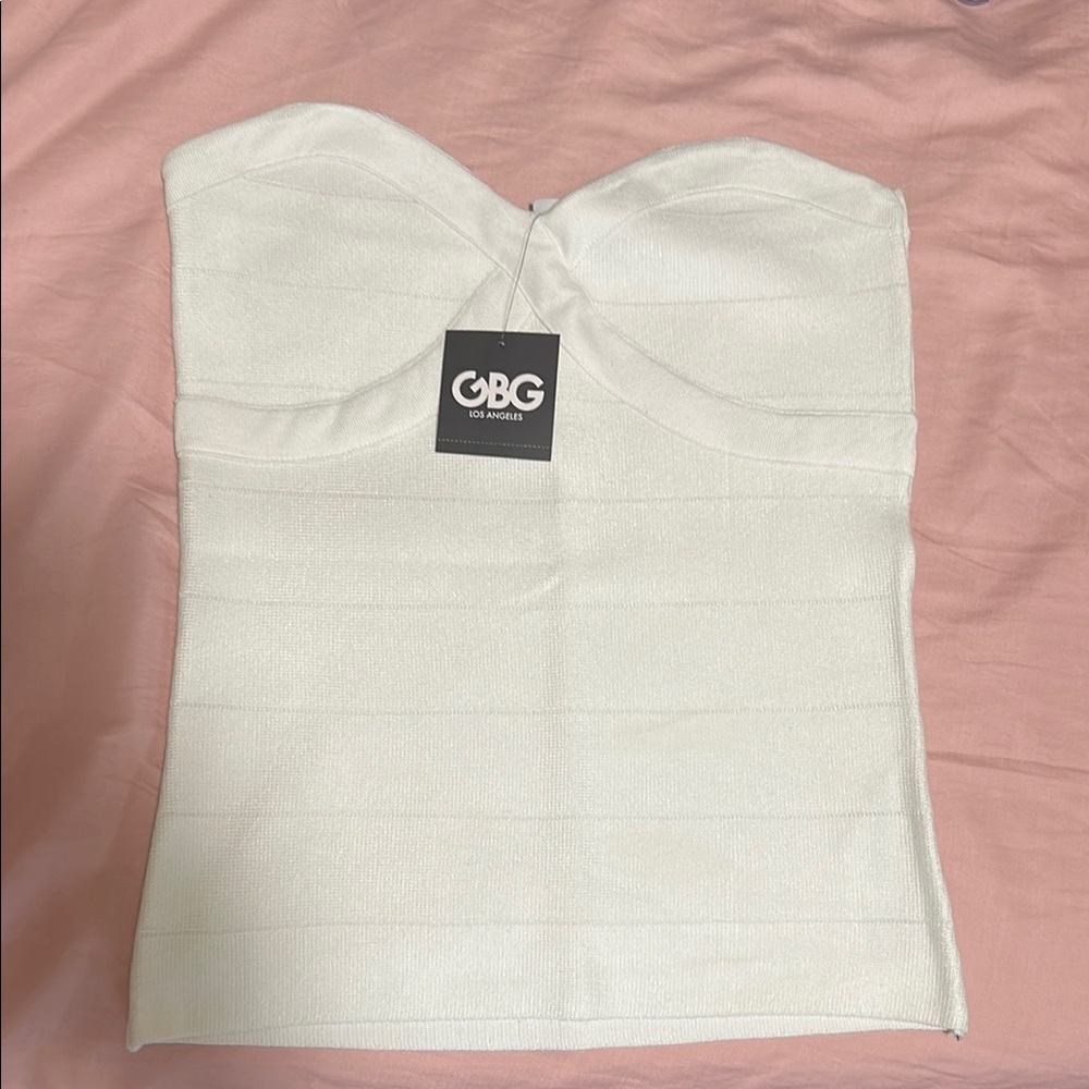 G by Guess White Strapless Blouse